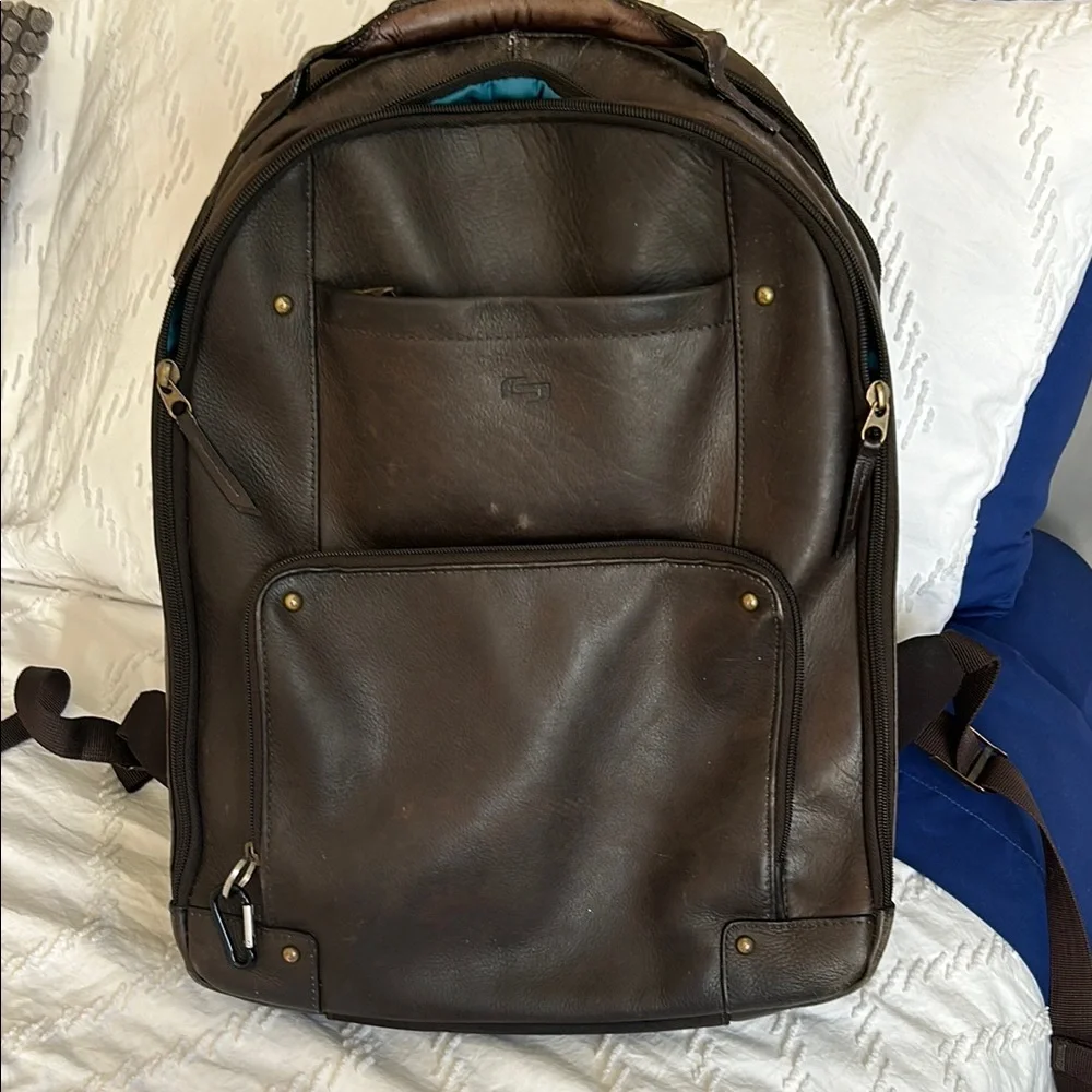 Brown Leather Backpack - Picture 1 of 7